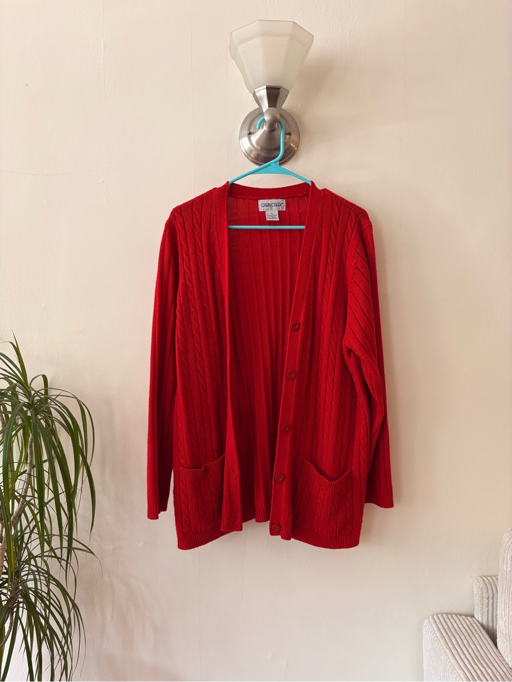 Cabin Creek Red Button-Front Cable Knit Cozy Cardigan Sweater Size 1X